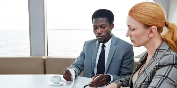 Counselor doing budget and credit counseling